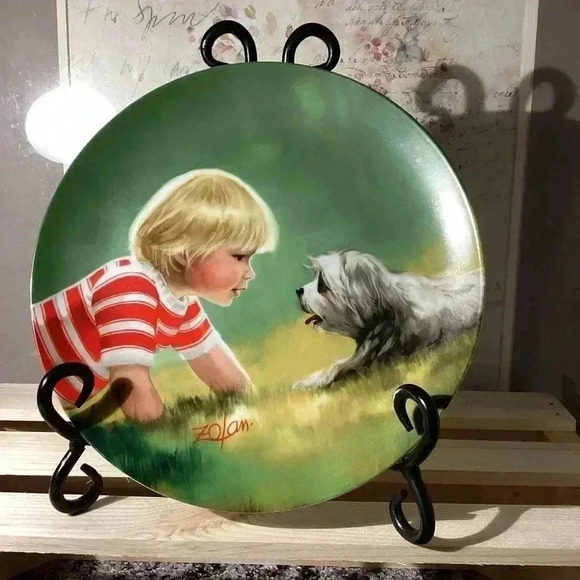 1985 "MAKING FRIENDS" Plate BY DONALD ZOLAN. #7788F Vintage + COA 7 3/4" Diam - Picture 3 of 4